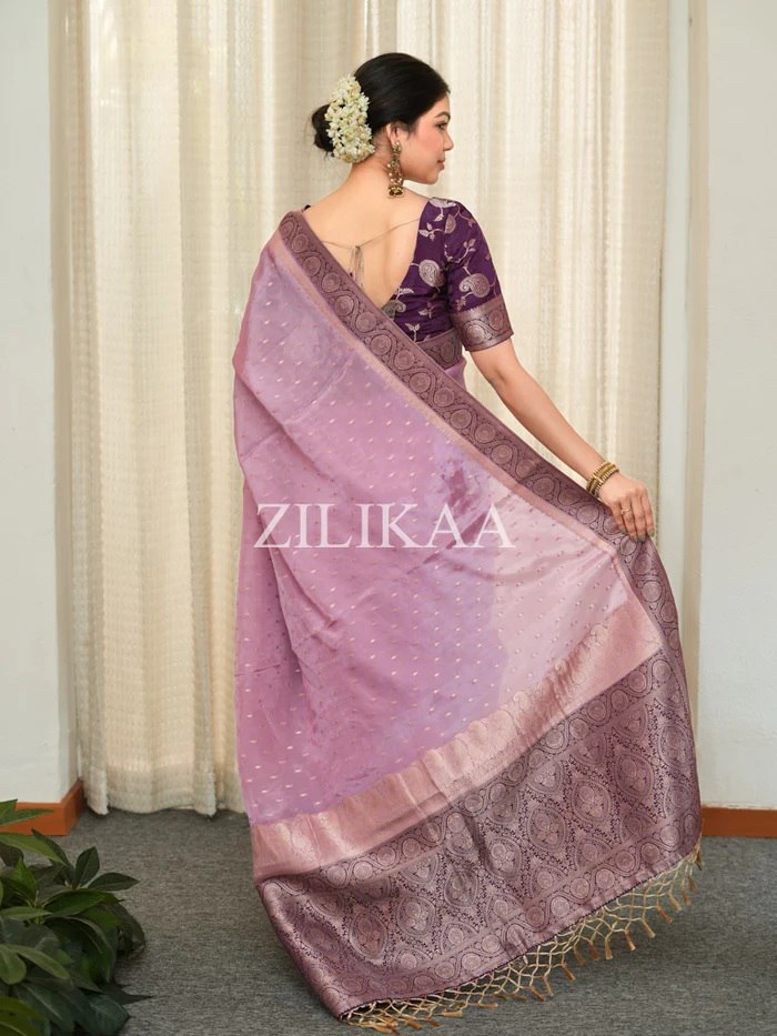 Lavender Tissue Silk Saree - view 5 of 5