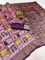 Lilac Jharokha Weave Silk Saree - view 2 of 2