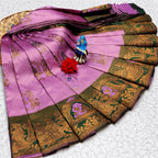 Lilac Pink Paithani Doli Silk Saree - Shivay Libas
