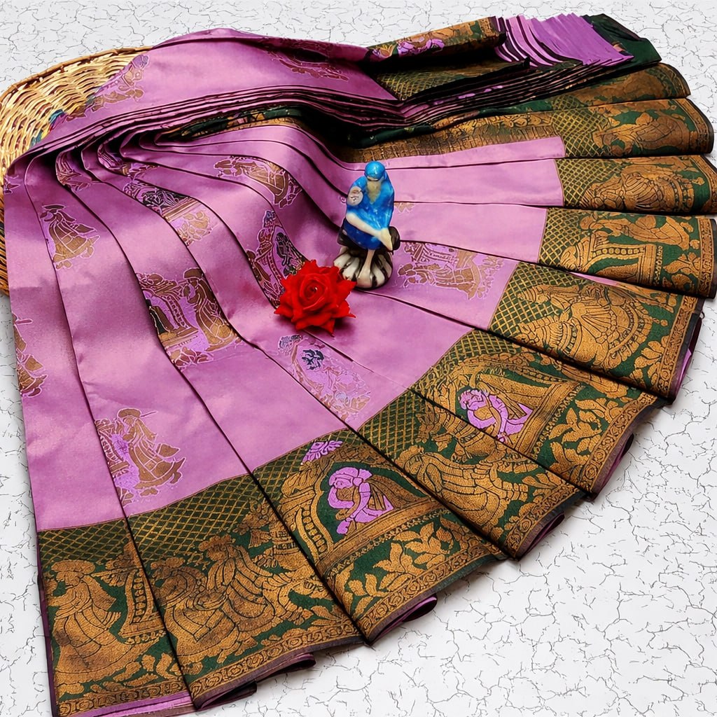 Lilac Pink Paithani Doli Silk Saree - Shivay Libas