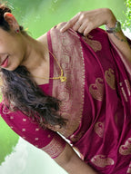 Magenta Banarasi Buti Silk Saree - view 6 of 11