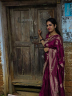 Magenta Banarasi Buti Silk Saree - view 8 of 11