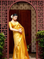 Mango Yellow Kanjivaram Style Silk Saree - Shivay Libas