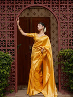 Mango Yellow Kanjivaram Style Silk Saree - view 4 of 7