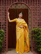 Mango Yellow Kanjivaram Style Silk Saree - view 5 of 7
