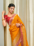Mango Yellow Tissue Silk Saree - Shivay Libas