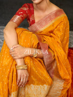 Mango Yellow Tissue Silk Saree - view 3 of 4