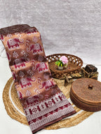 Maroon Elephant Weave Silk Saree - view 2 of 3