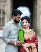 Maroon & Green Border Silk Saree - view 6 of 7