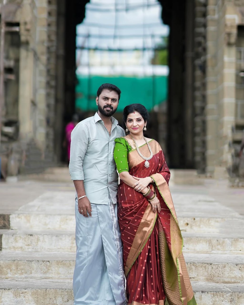 Maroon & Green Border Silk Saree - view 7 of 7