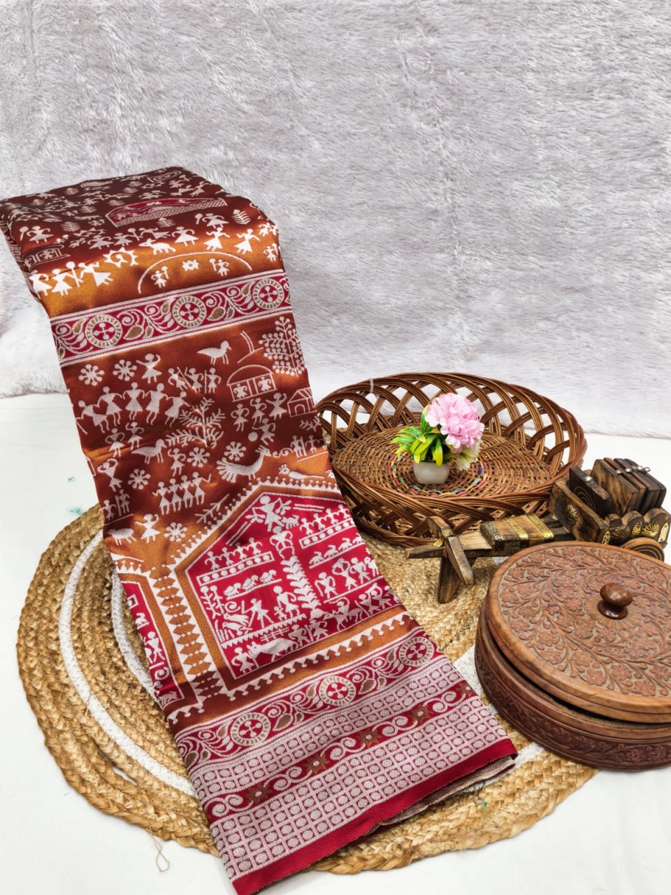 Maroon Temple Weave Silk Saree - Shivay Libas