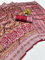 Maroon Temple Weave Silk Saree - view 2 of 2
