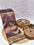 Mauve Butterfly Jacquard Silk Saree - Shivay Libas