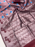 Mauve Heart Motif Jacquard Silk Saree - Shivay Libas