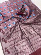 Mauve Heart Motif Jacquard Silk Saree - view 4 of 4