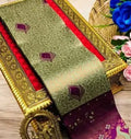 Mehendi Green & Magenta Peacock Zari Soft Silk Saree - Shivay Libas