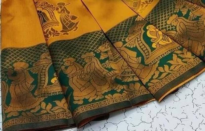 Mustard Yellow Paithani Doli Silk Saree - view 4 of 7
