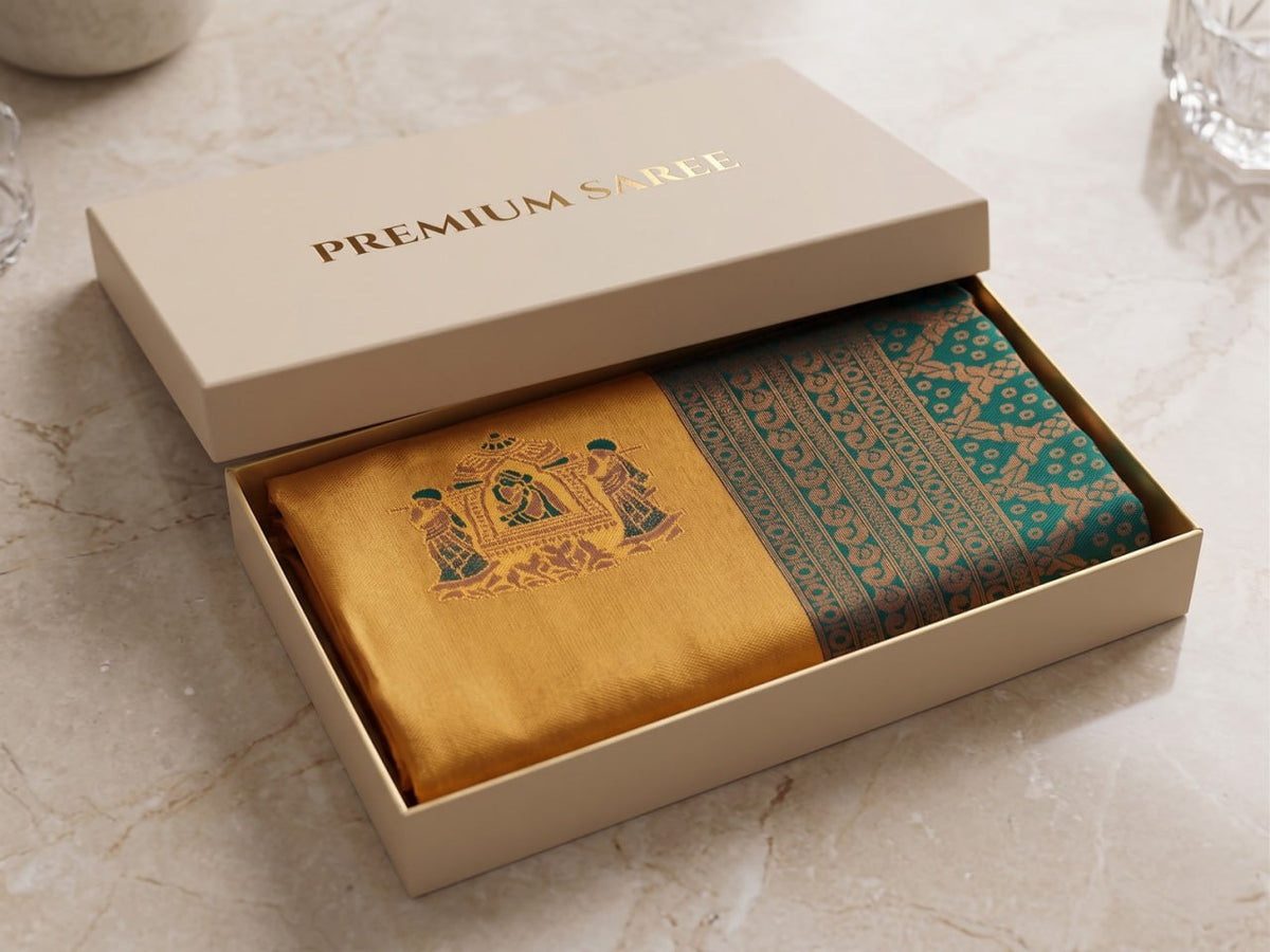 Mustard Yellow Paithani Doli Silk Saree - view 5 of 7