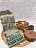 Olive & Bottle Green Mandala Weave Silk Saree - Shivay Libas