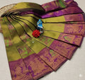 Olive Green & Magenta Paithani Doli Silk Saree - Shivay Libas