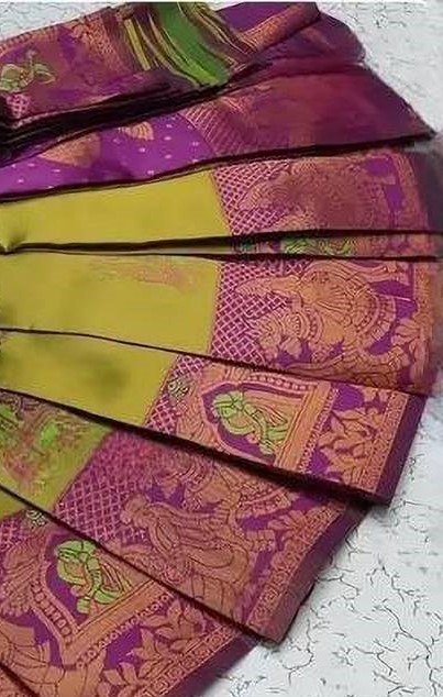 Olive Green & Magenta Paithani Doli Silk Saree - view 4 of 4