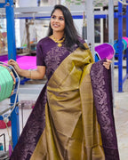 Olive & Purple Silk Saree - view 3 of 3
