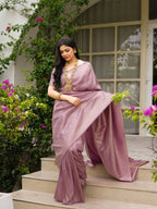Onion Pink Kanjivaram Style Silk Saree - view 7 of 7