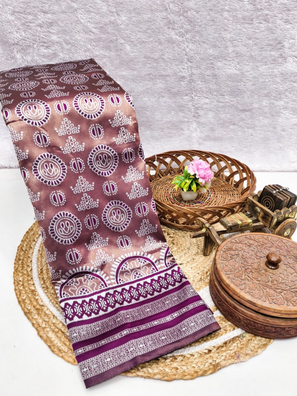 Onion Pink Mandala Weave Silk Saree - Shivay Libas