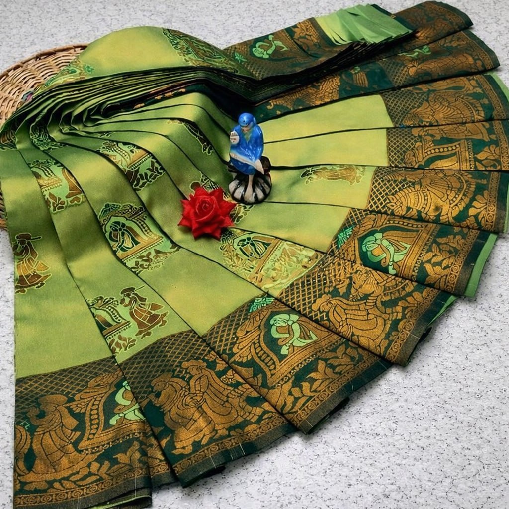 Parrot Green Paithani Doli Silk Saree - view 2 of 4