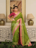 Parrot Green Tissue Silk Saree - Shivay Libas