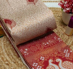 Peach & Red Peacock Zari Soft Silk Saree - view 3 of 4