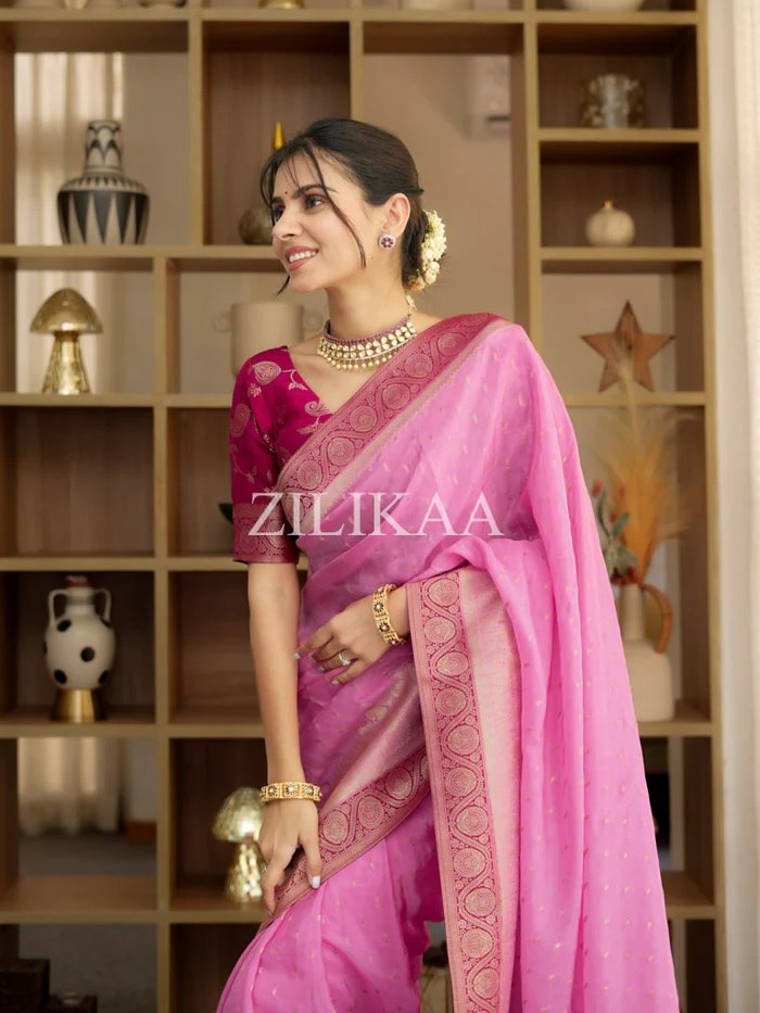 Pink Tissue Silk Saree - view 3 of 5
