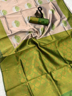 Pista Green Lotus Motif Silk Saree - view 3 of 5