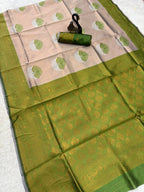 Pista Green Lotus Motif Silk Saree - view 4 of 5