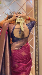 Maroon Kanjivaram Style Zari Silk Saree - video