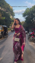 Wine Purple Tissue Silk Saree - video