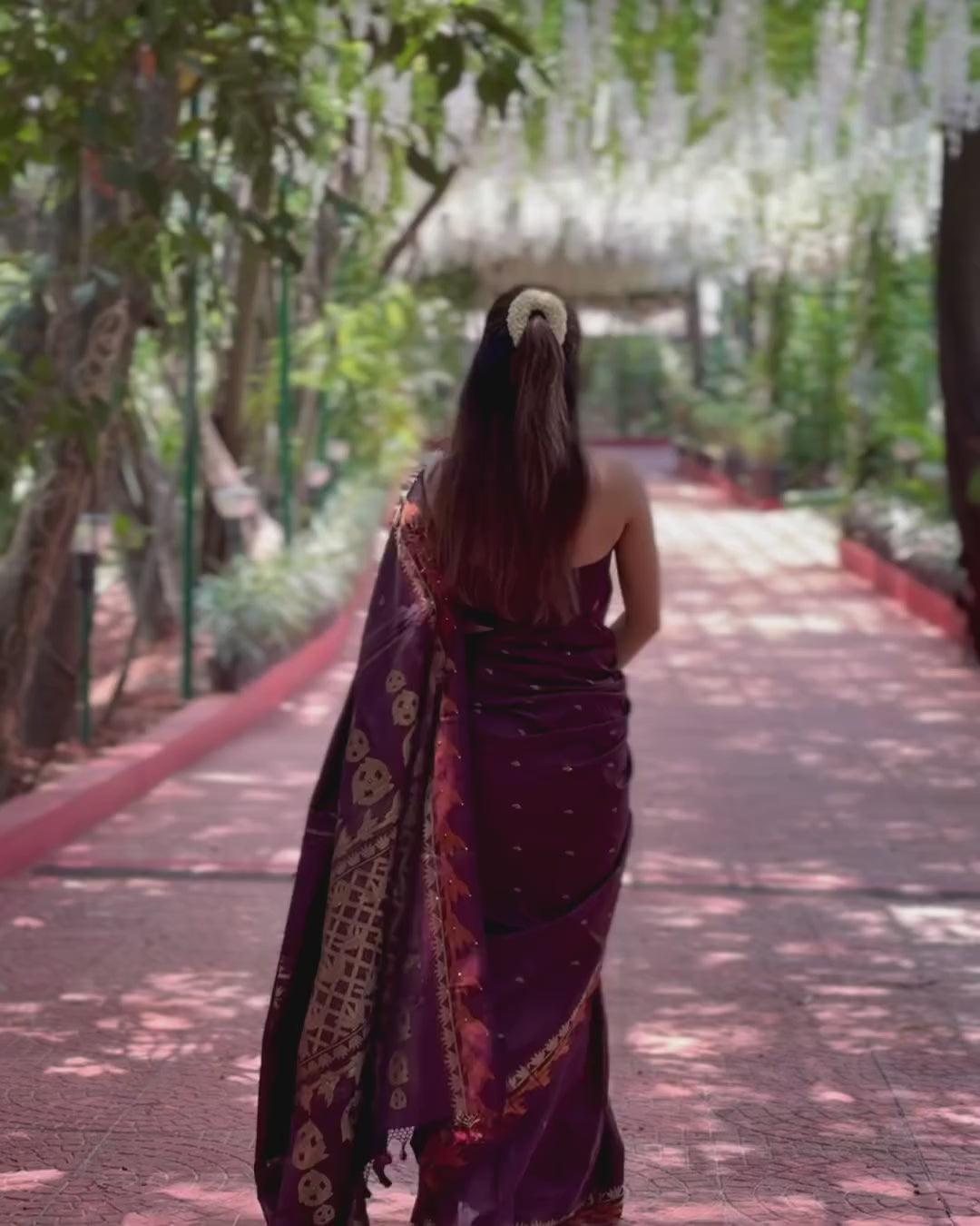 Coffee Brown Contrast Border Silk Saree - video
