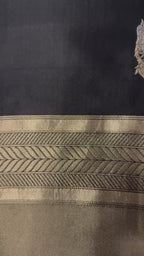 Black Banarasi Silk Saree with Zari Motifs - video