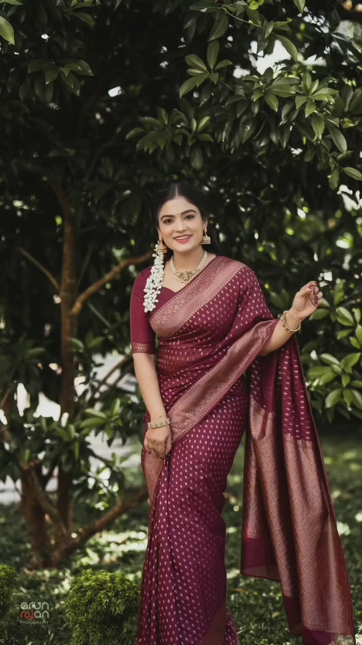 Wine Buti Silk Saree - video