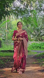 Magenta Banarasi Buti Silk Saree - video