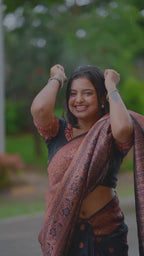 Black & Copper Zari Silk Saree - video