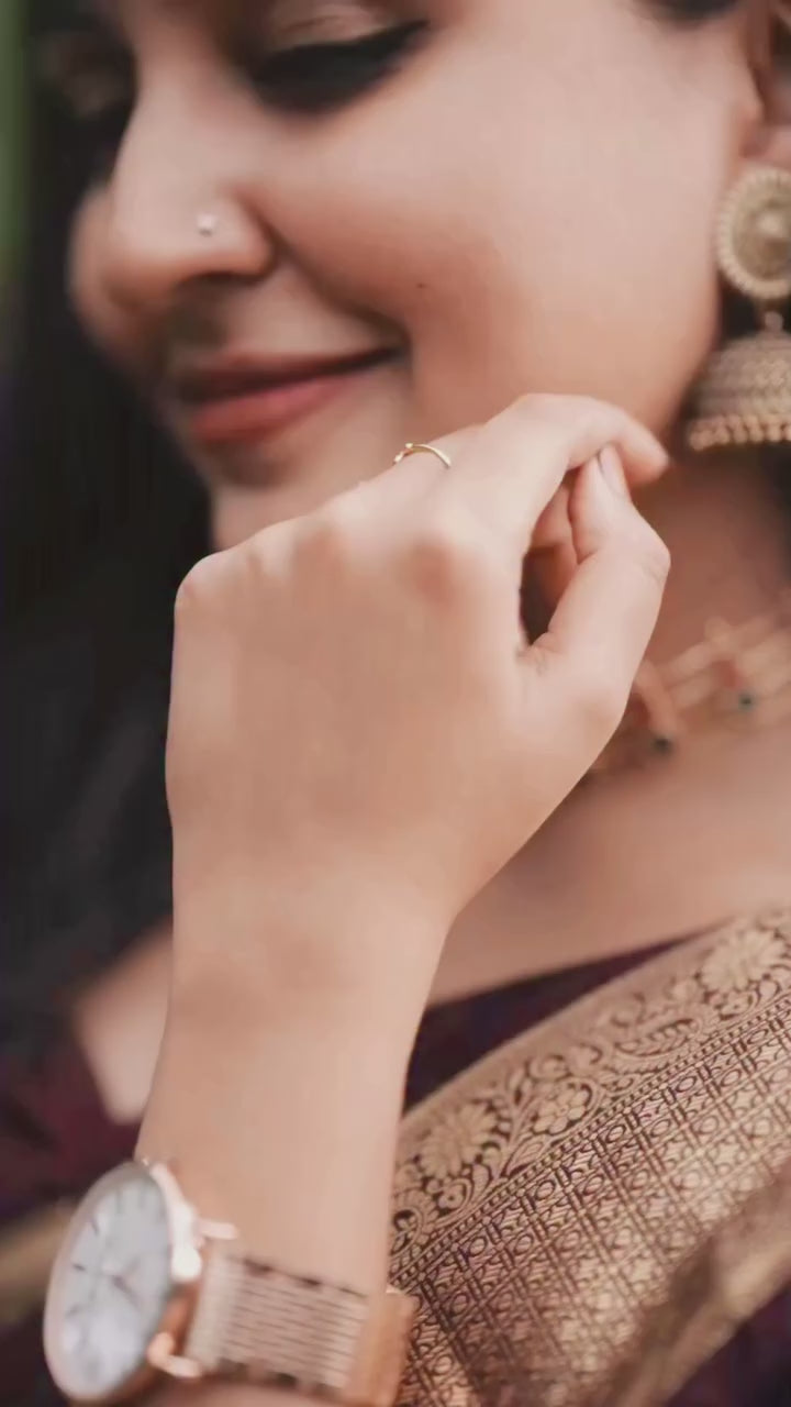 Wine Zari Border Silk Saree - video