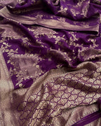 Purple Banarasi Zari Silk Saree - view 6 of 6