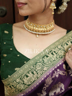 Purple Elephant Banarasi Silk Saree - view 12 of 18