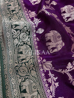 Purple Elephant Banarasi Silk Saree - view 13 of 18