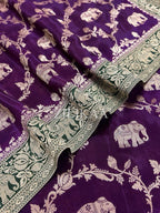 Purple Elephant Banarasi Silk Saree - view 14 of 18