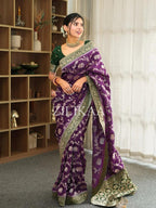 Purple Elephant Banarasi Silk Saree - view 15 of 18