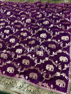 Purple Elephant Banarasi Silk Saree - view 17 of 18
