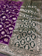 Purple Elephant Banarasi Silk Saree - view 7 of 18