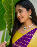 Purple & Yellow Silk Saree - Shivay Libas